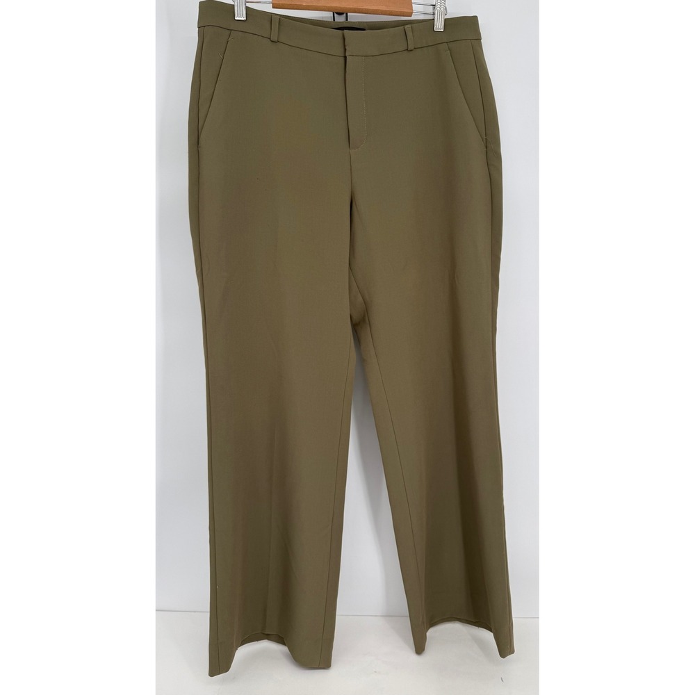 Banana Republic Blake Straight Leg Pants Olive Green Sz 14 Business Casual
